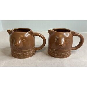 Threshold Stoneware Brown Bear Coffee/Tea Mugs Cups Set of 2